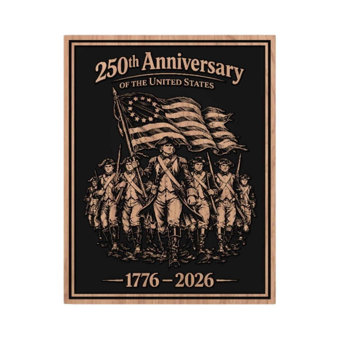 1776-2026 USA 250th Anniversary Patriotic detail view, ready for laser cutting and CNC routing