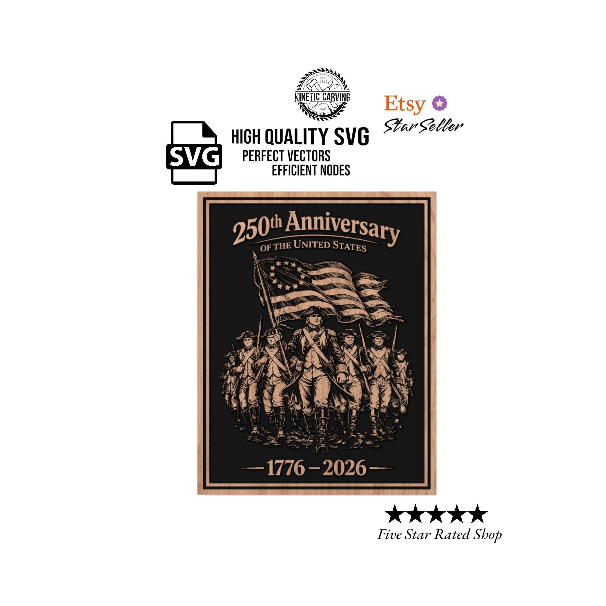 1776-2026 USA 250th Anniversary Patriotic SVG file included with instant download