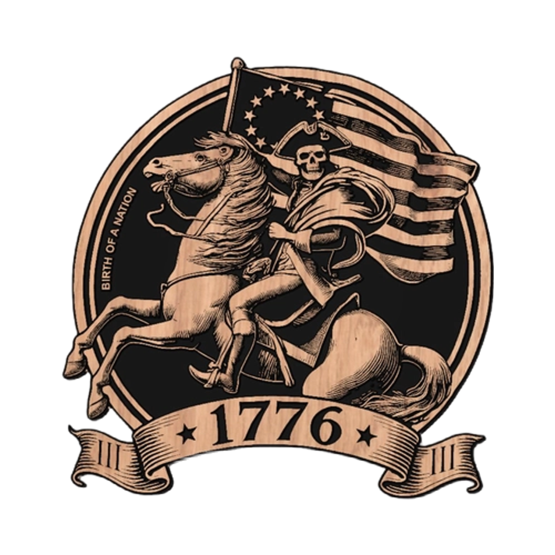 1776 Patriot Rider detail view, ready for laser cutting and CNC routing