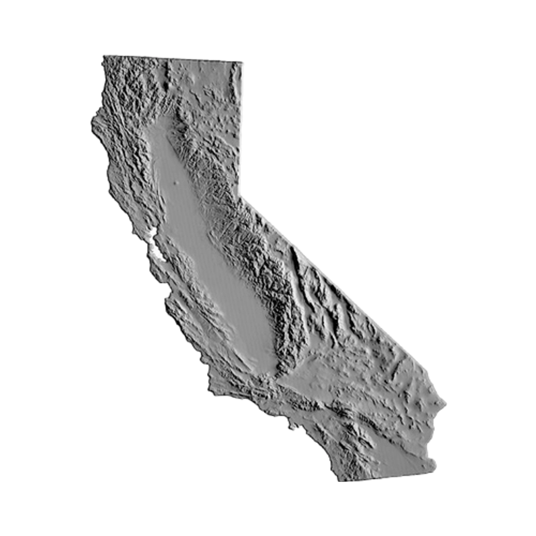 3D California USA Model STL file for 3D printing and CNC routing, LightBurn and Vectric ready