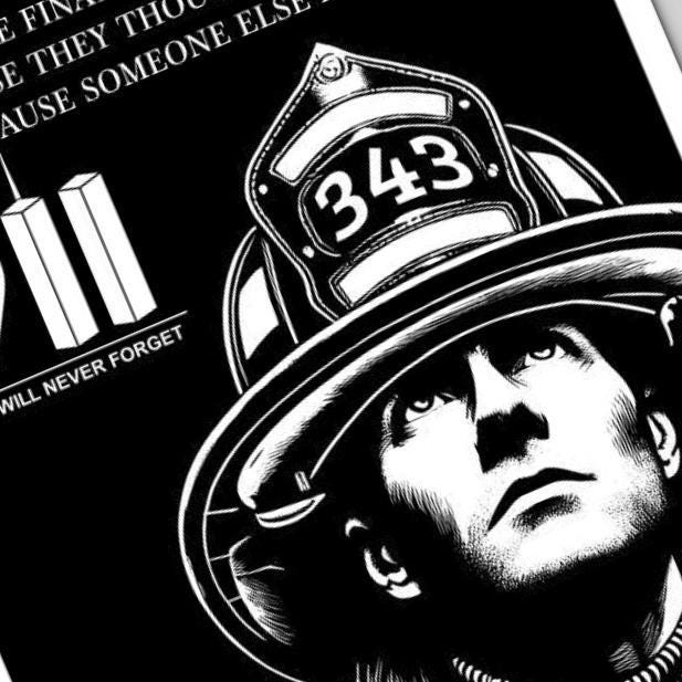9/11 Firefighter Memorial detail view, ready for laser cutting and CNC routing