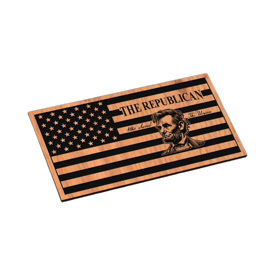 Abraham Lincoln USA Flag SVG file for laser cutting and CNC routing, LightBurn and Vectric ready