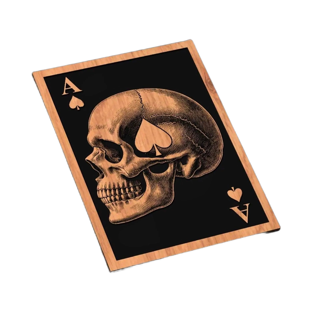 Ace of Spades Skull SVG file for laser cutting and CNC routing, LightBurn and Vectric ready