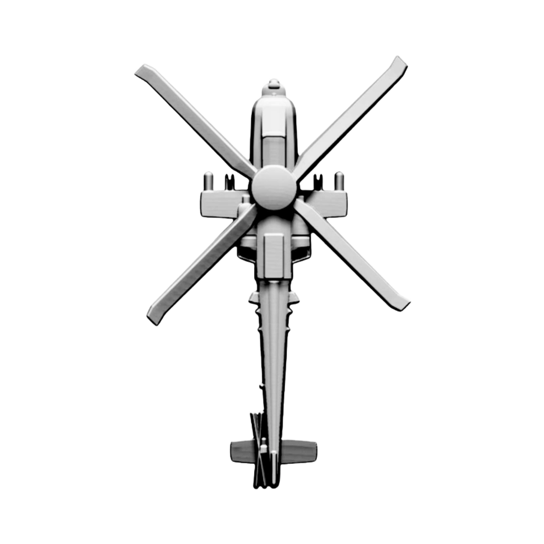 AH-64 Apache Helicopter (Top View STL file for 3D printing and CNC routing, LightBurn and Vectric ready