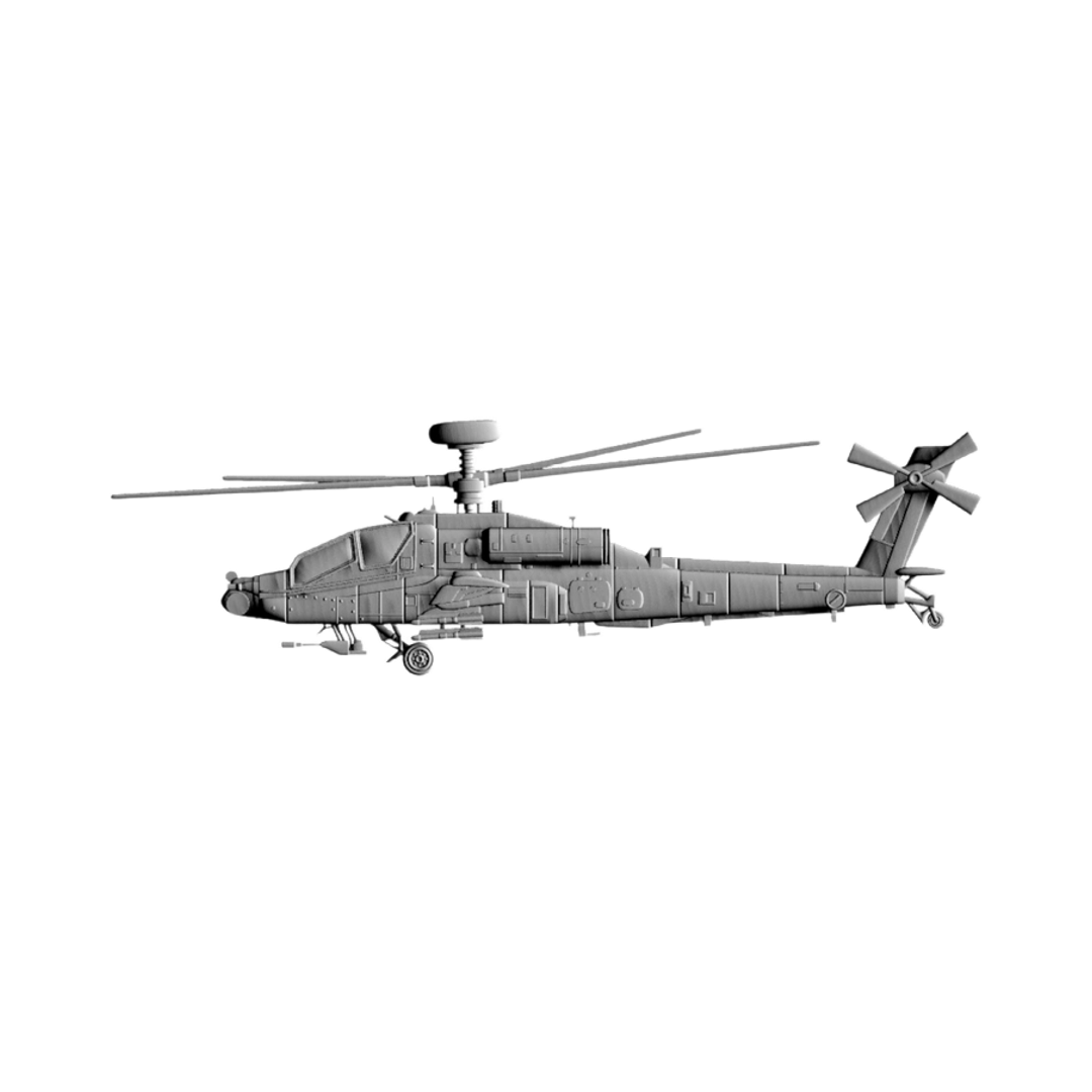 AH-64E Apache Helicopter (Side View) STL file for 3D printing and CNC routing, LightBurn and Vectric ready