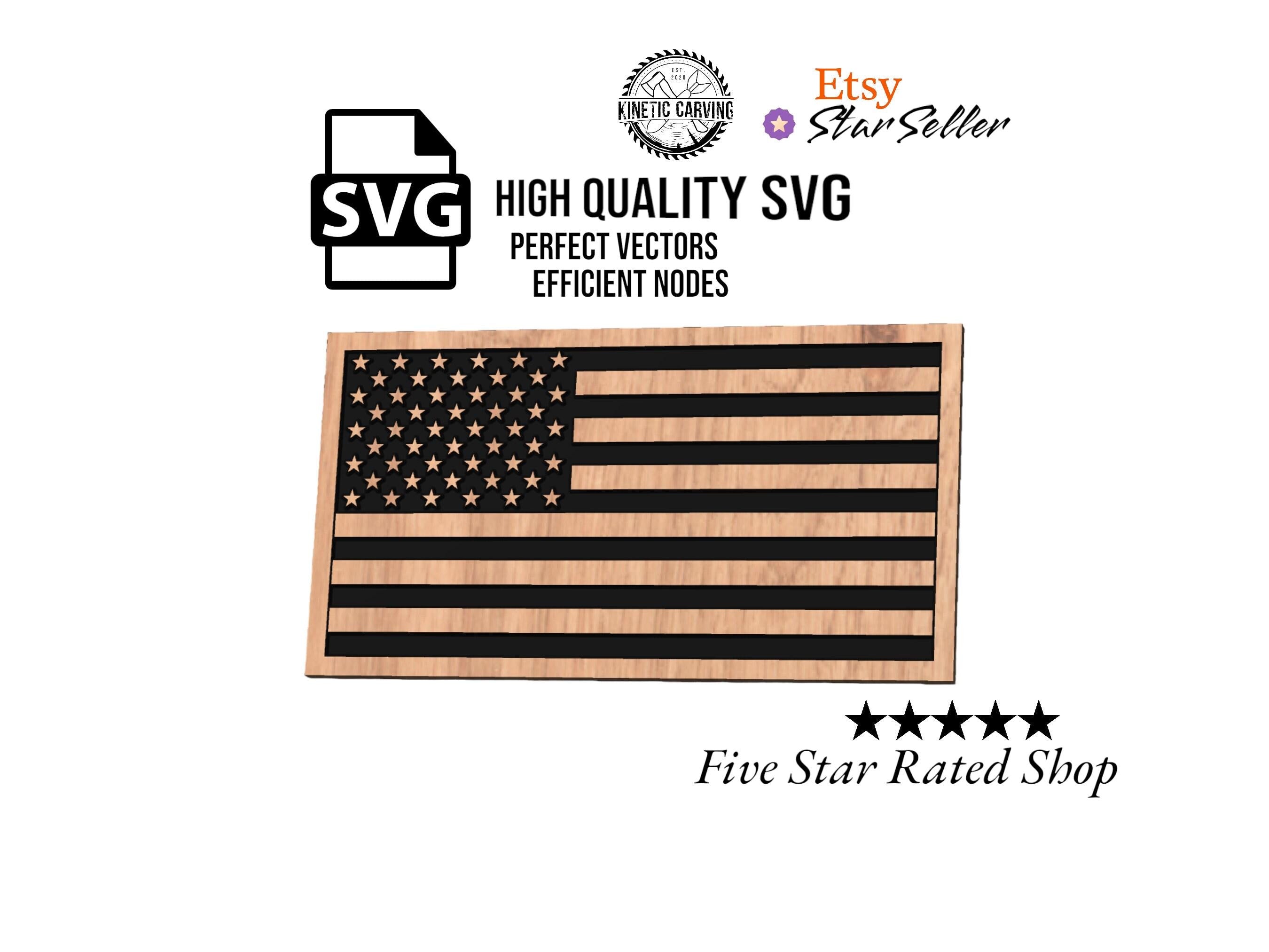 American Flag detail view, ready for laser cutting and CNC routing