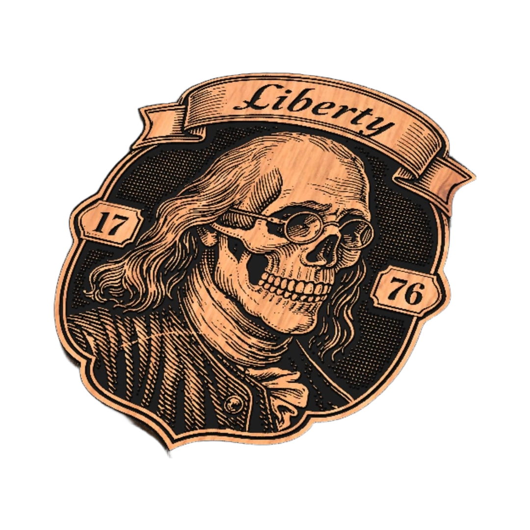 Ben Franklin Liberty Skull design preview, patriotic & americana