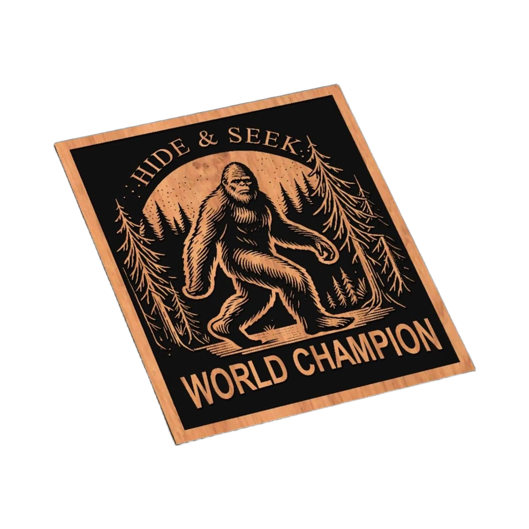 Bigfoot World Champion SVG file for laser cutting and CNC routing, LightBurn and Vectric ready