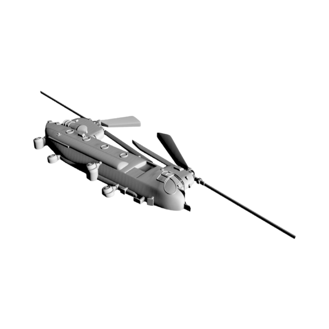 CH-47 Chinook Helicopter detail view, ready for 3D printing and CNC routing