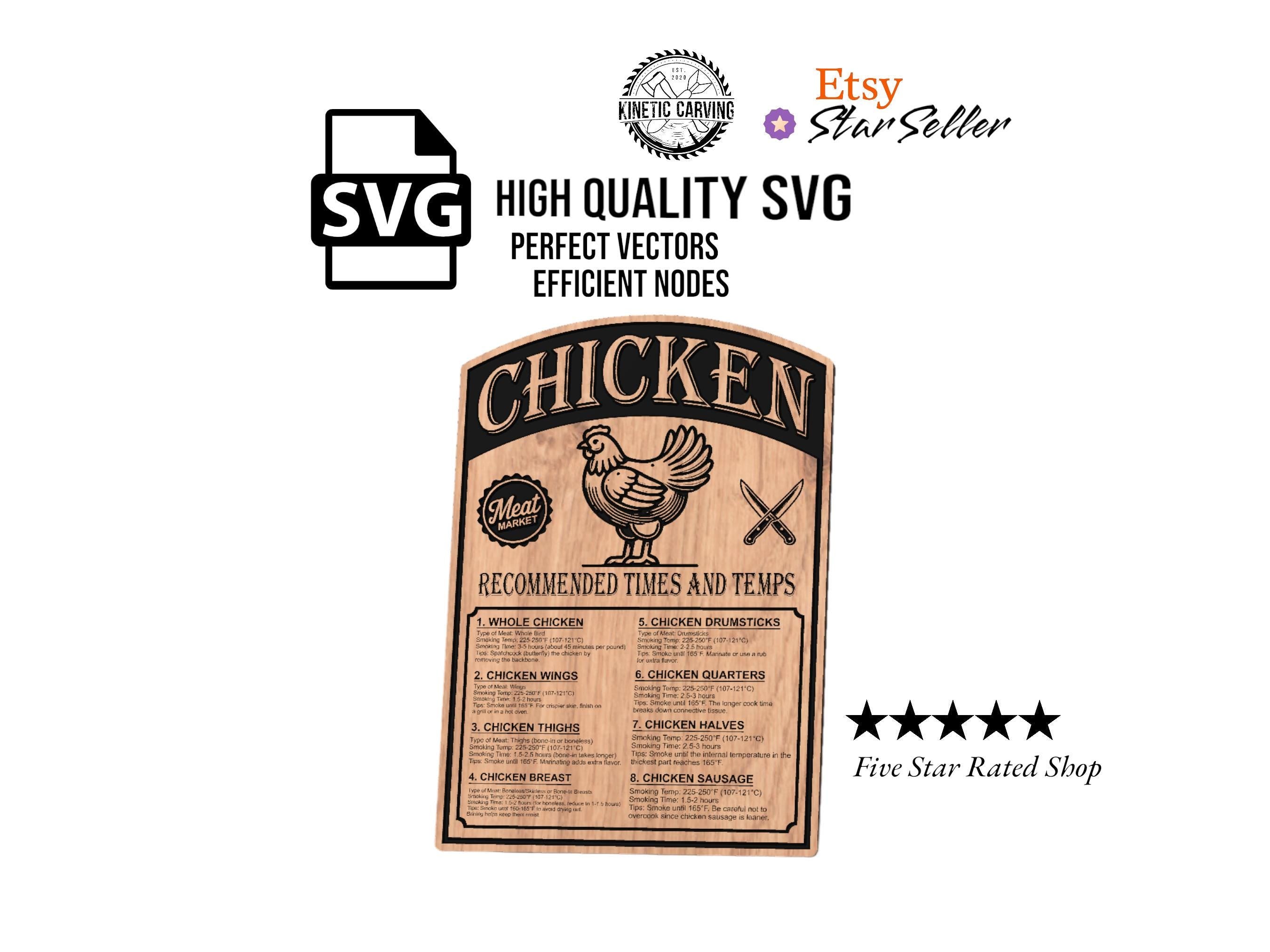 Chicken Smoking Chart Design detail view, ready for laser cutting and CNC routing