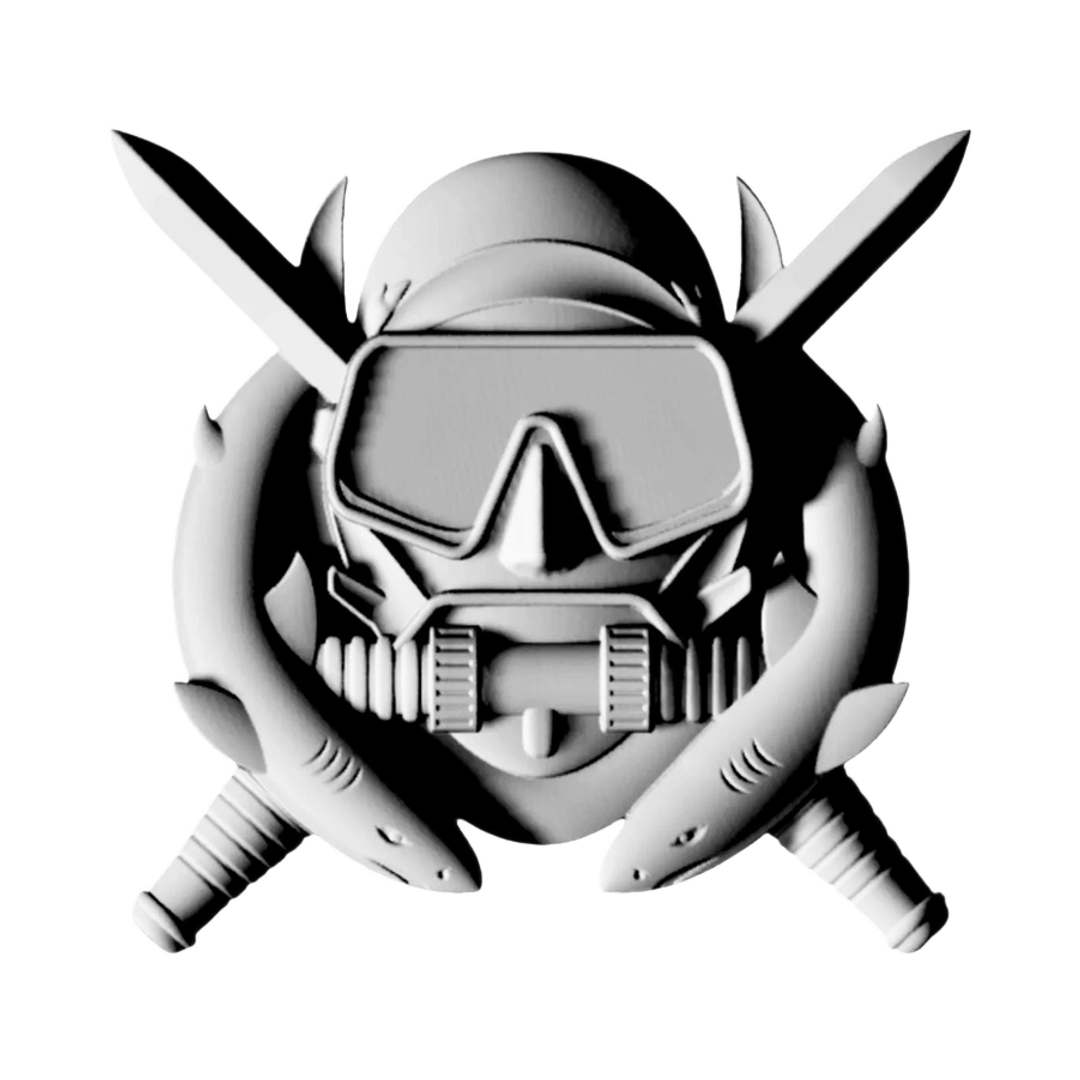 Combat Diver Badge STL file for 3D printing and CNC routing, LightBurn and Vectric ready