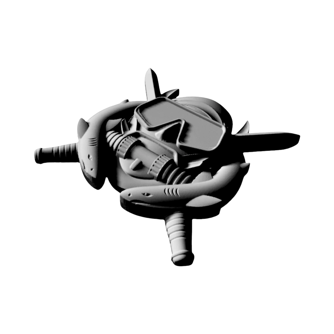 Combat Diver Badge detail view, ready for 3D printing and CNC routing