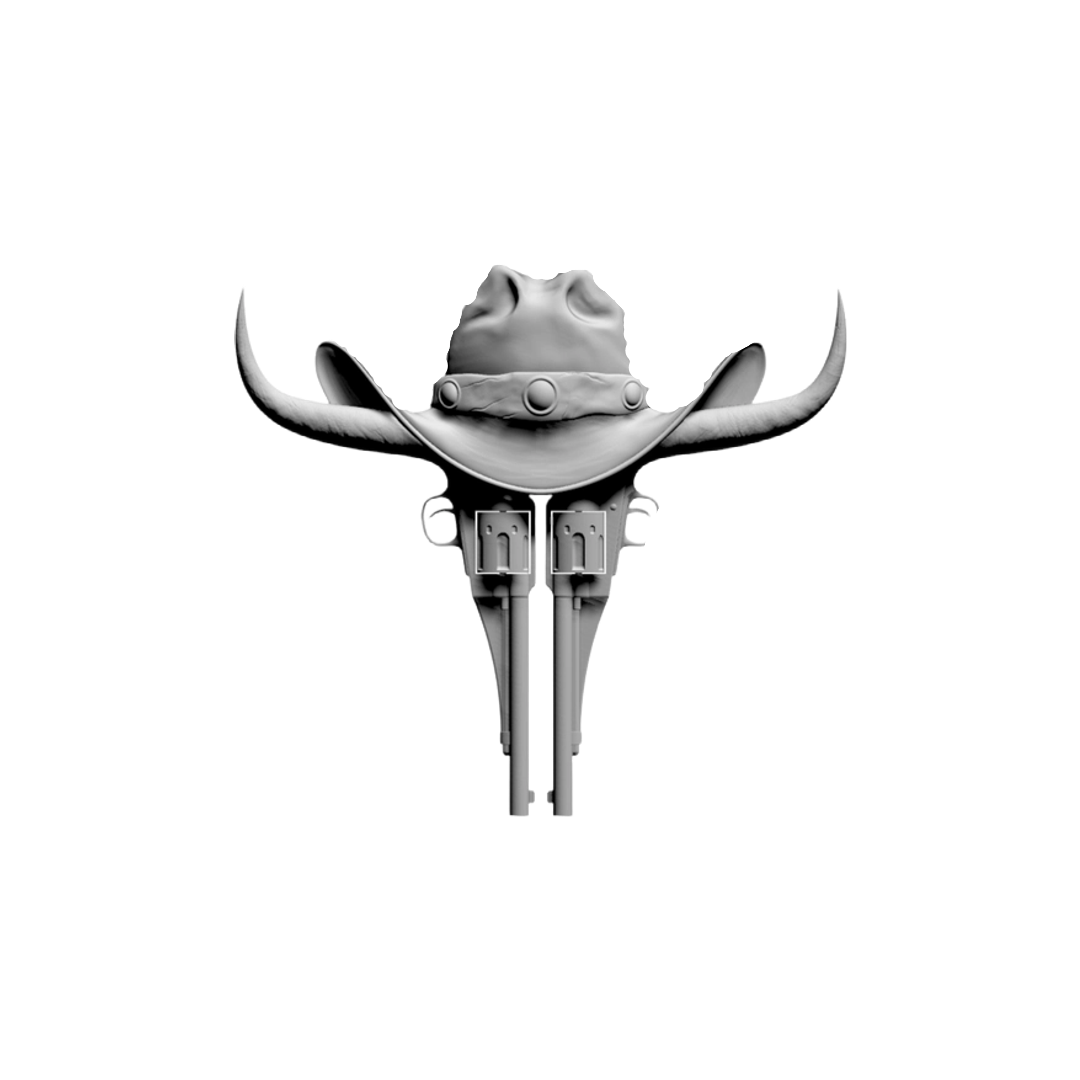 Cowboy Hat & Revolvers STL file for 3D printing and CNC routing, LightBurn and Vectric ready