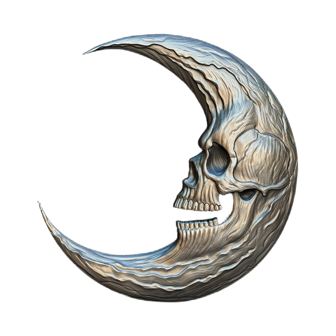 Crescent of Death Skull STL file for digital crafting, LightBurn and Vectric ready