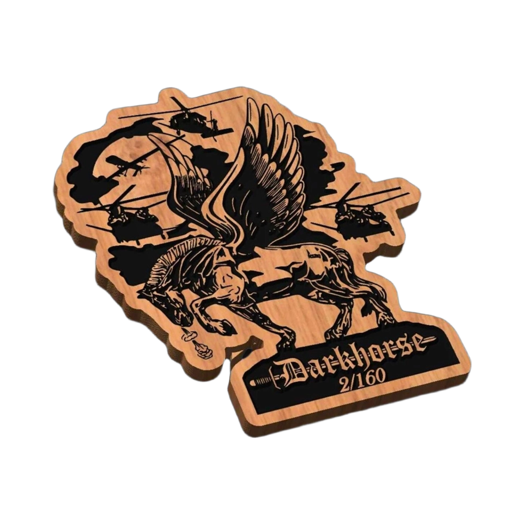 160th SOAR Darkhorse SVG file for laser cutting and CNC routing, LightBurn and Vectric ready
