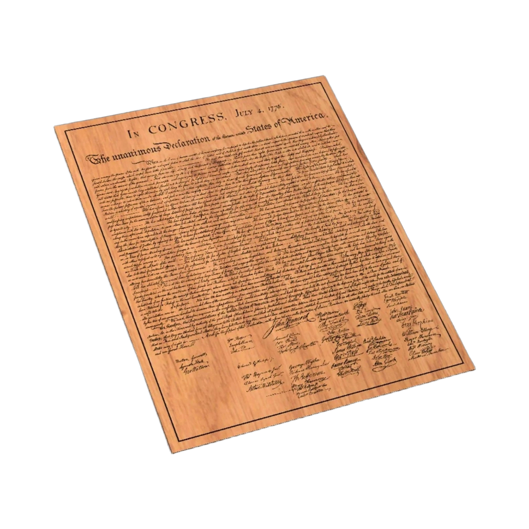 Declaration of Independence SVG file for laser cutting and CNC routing, LightBurn and Vectric ready