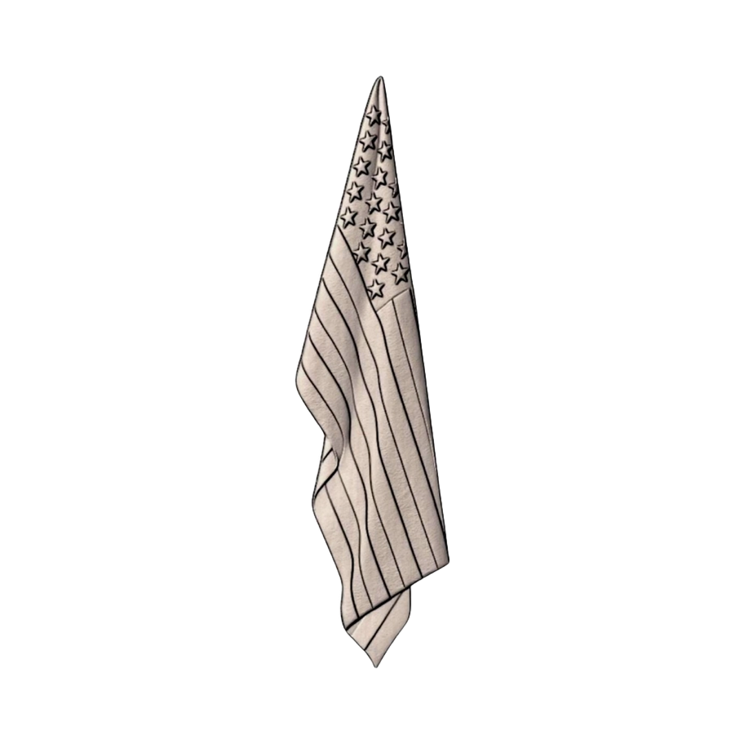 Draped American Flag STL file for 3D printing and CNC routing, LightBurn and Vectric ready