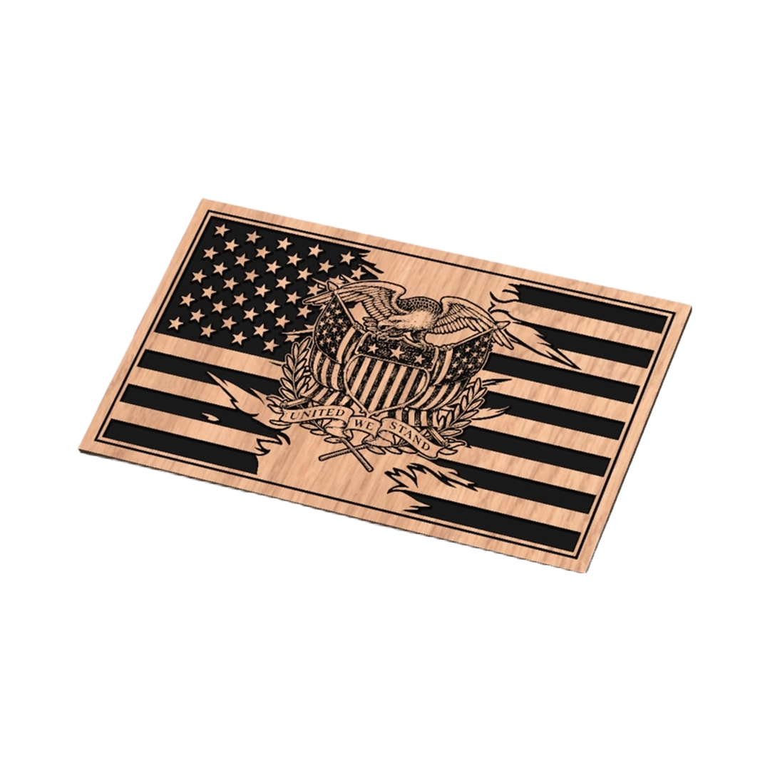 Eagle Crest American Flag detail view, ready for laser cutting and CNC routing