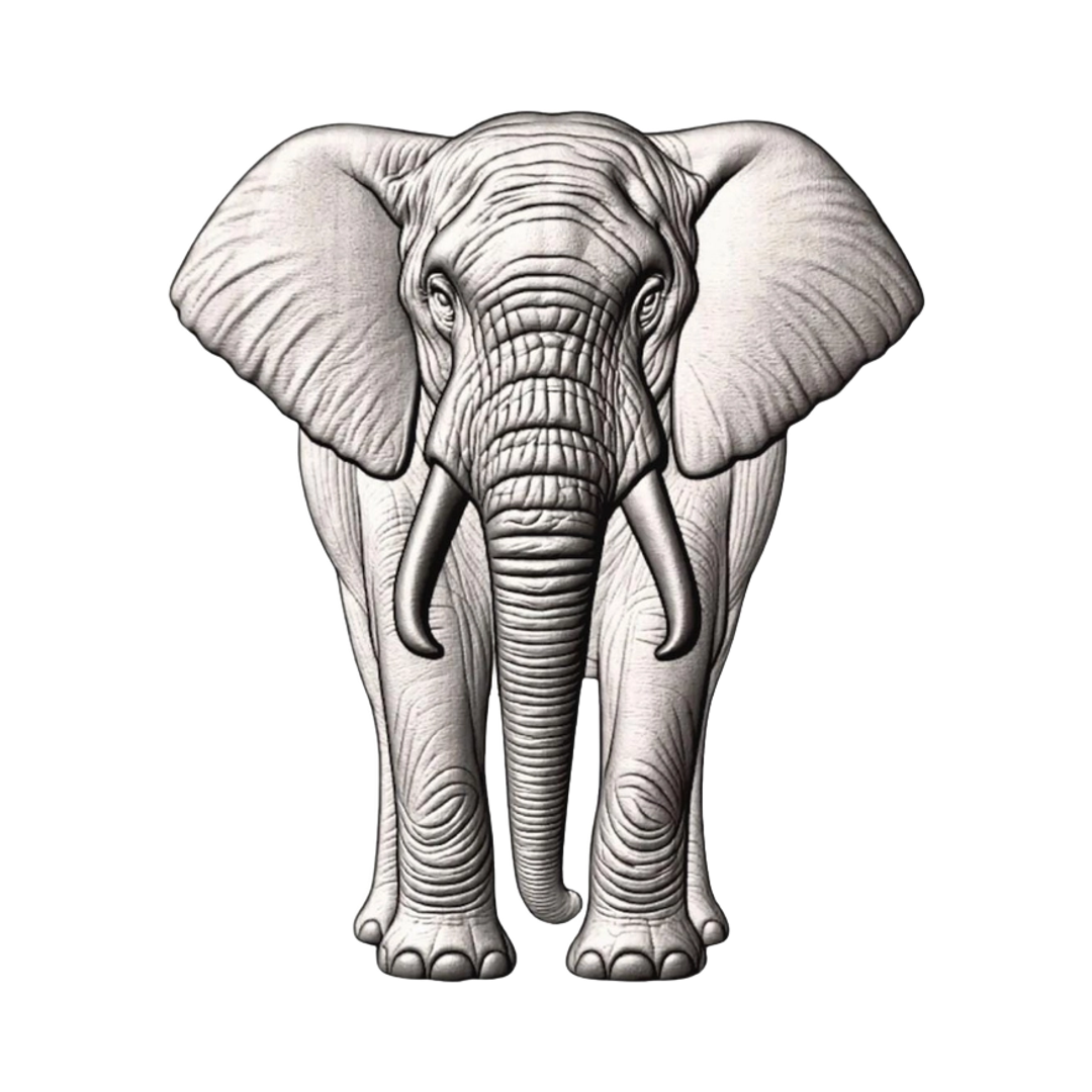 Elephant Front STL file for 3D printing and CNC routing, LightBurn and Vectric ready