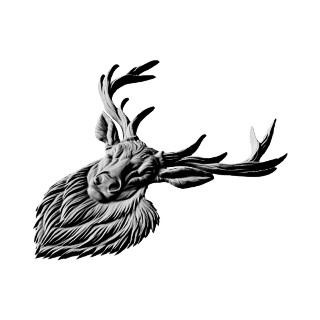 Realisitic Elk detail view, ready for 3D printing and CNC routing