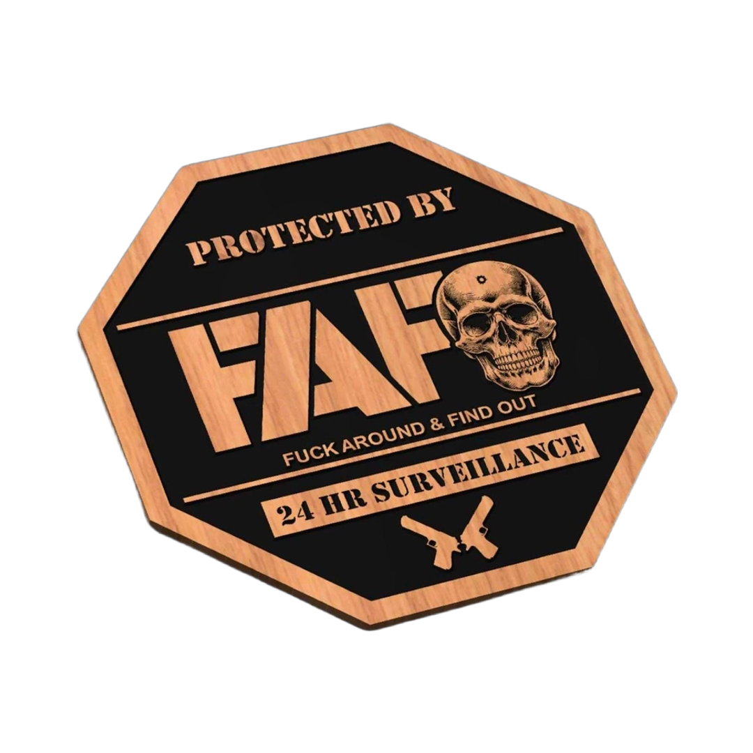 FAFO Defense Skull SVG file for laser cutting and CNC routing, LightBurn and Vectric ready