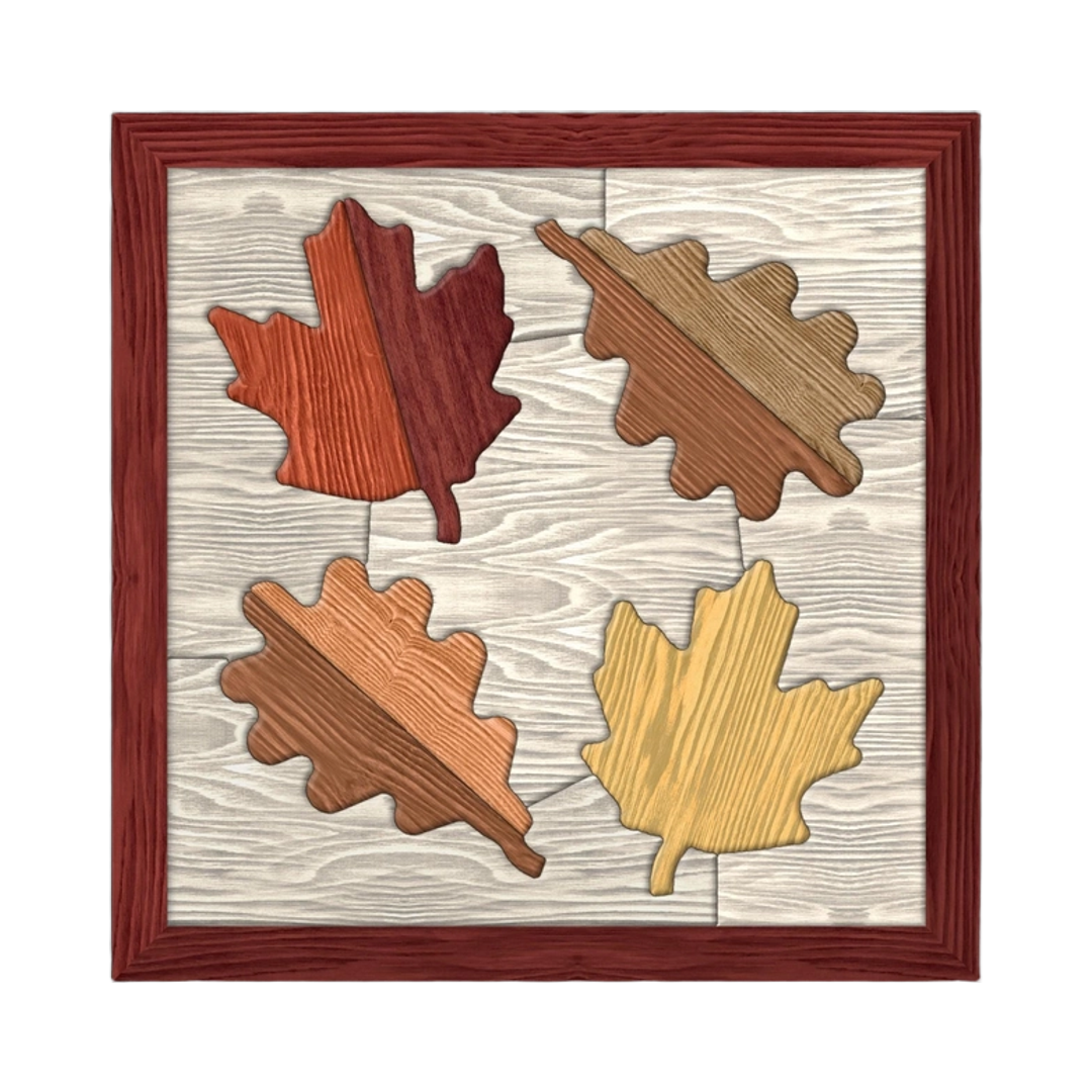 Fall Leaves Intarsia SVG file for digital crafting, LightBurn and Vectric ready