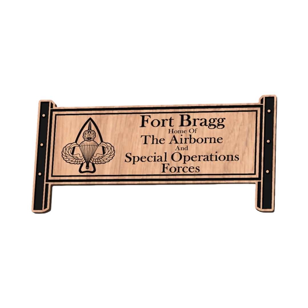 Fort Bragg Military Gate Sign detail view, ready for laser cutting and CNC routing