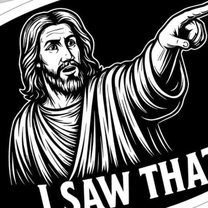 Funny Jesus "I Saw That" detail view, ready for laser cutting and CNC routing