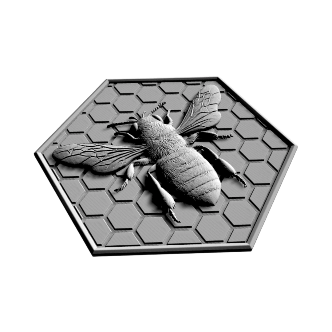 Honey Bee with Honeycomb detail view, ready for 3D printing and CNC routing