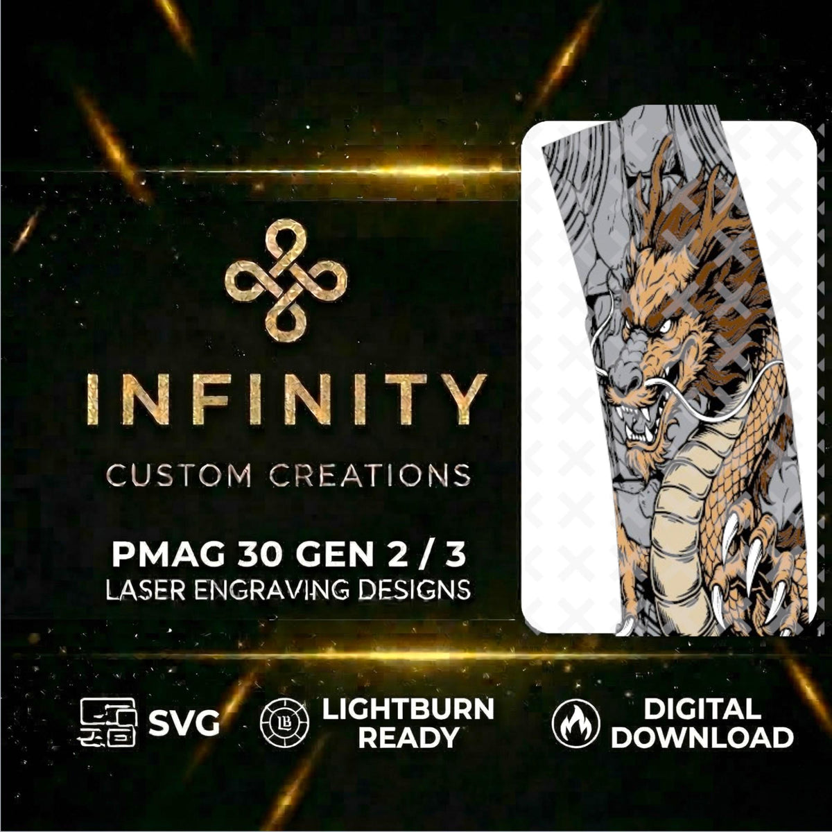 Imperial Dragon MAG Fiber Laser Engraving Design design preview, pmag designs