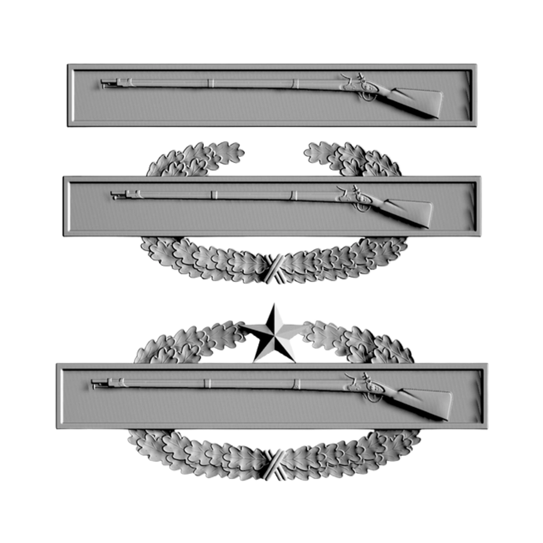 Infantry Badge STL file for 3D printing and CNC routing, LightBurn and Vectric ready