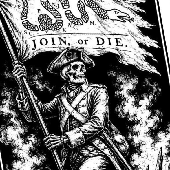 Join or Die Colonial Skeleton Soldier SVG file included with instant download