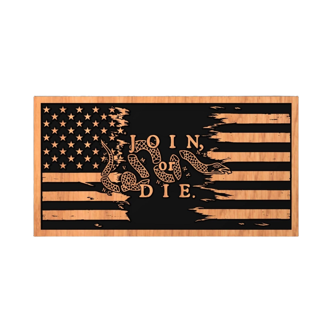 Join or Die Tattered Flag detail view, ready for digital crafting