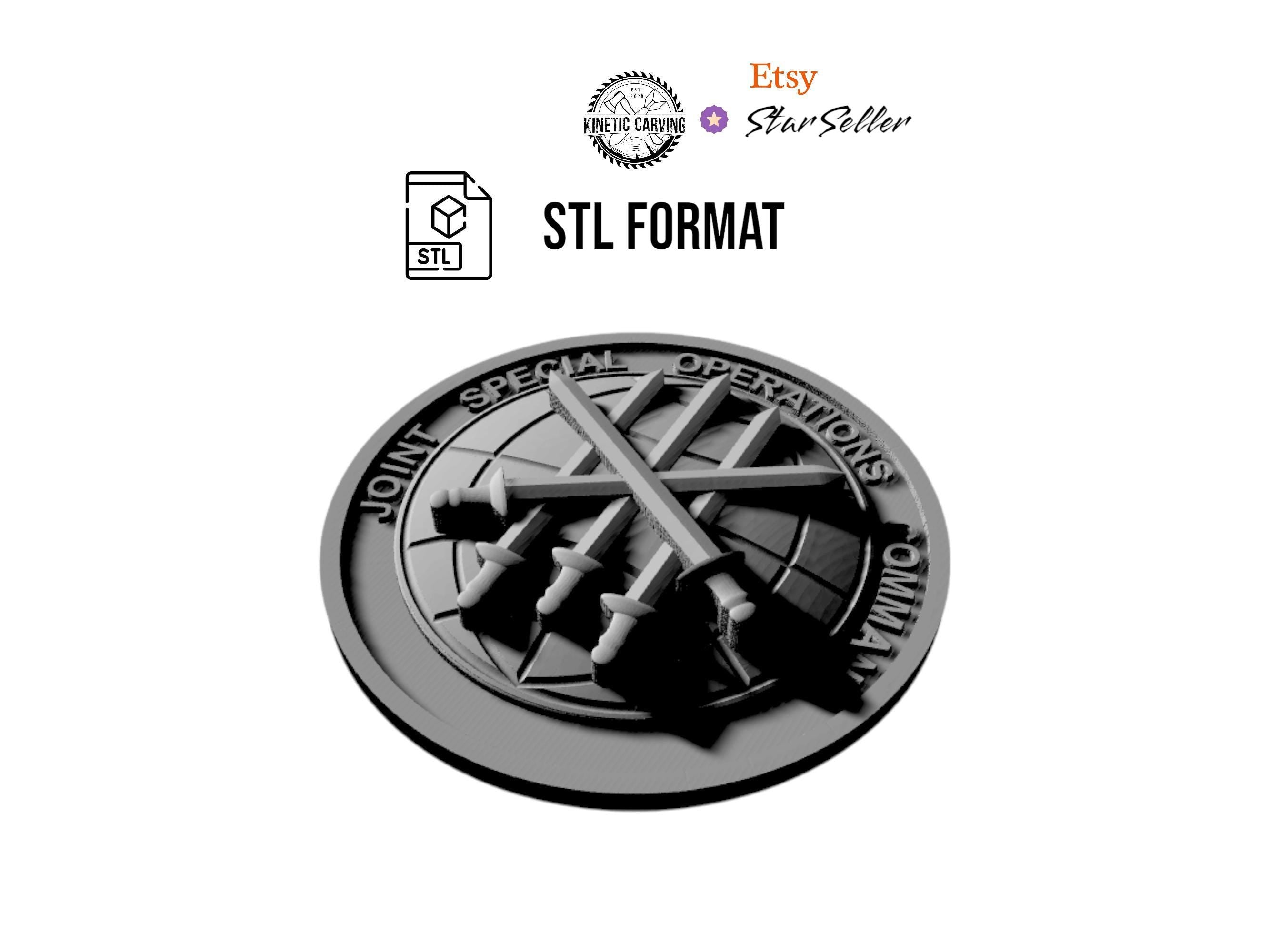 JSOC Military Patch detail view, ready for 3D printing and CNC routing