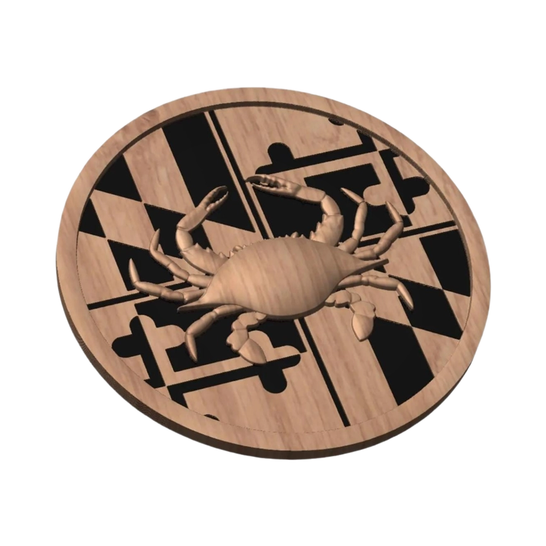Maryland Flag Crab Circle STL file for 3D printing and CNC routing, LightBurn and Vectric ready