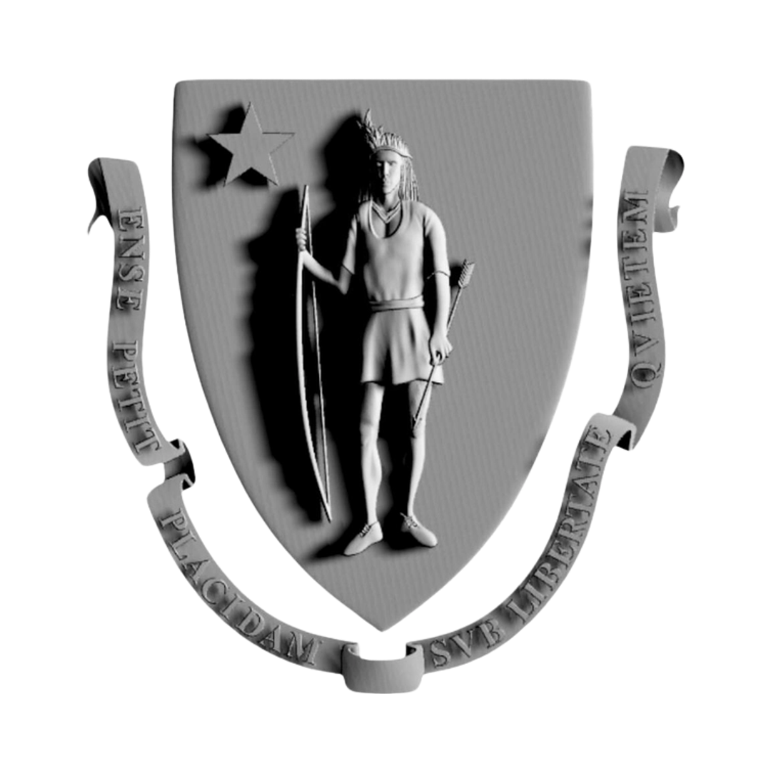 Massachusetts State Seal STL file for 3D printing and CNC routing, LightBurn and Vectric ready