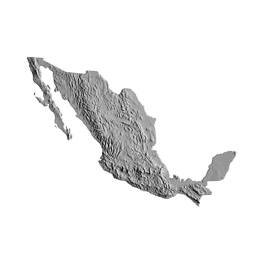 Mexico Terrain STL file for 3D printing and CNC routing, LightBurn and Vectric ready