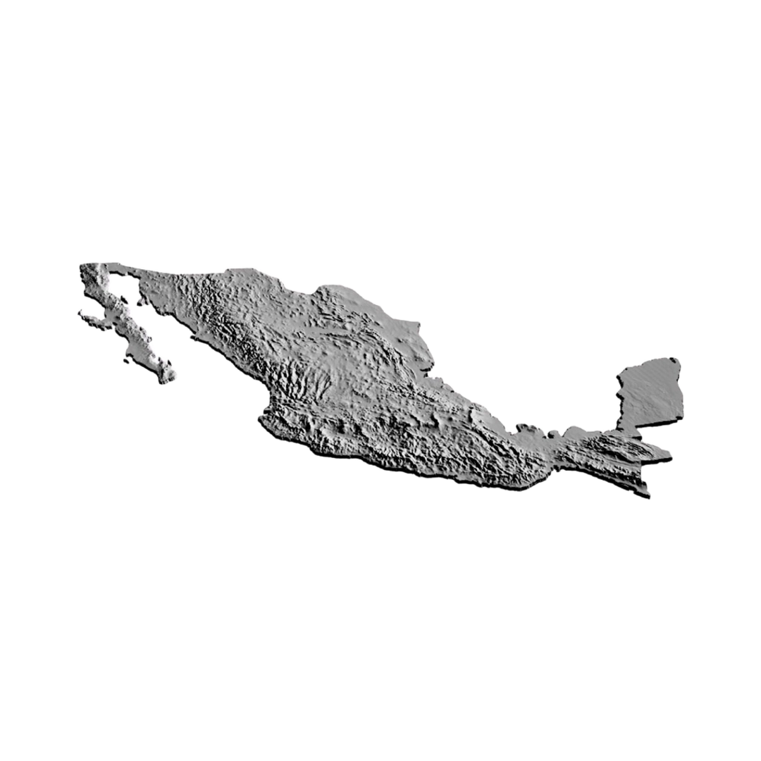 Mexico Terrain detail view, ready for 3D printing and CNC routing