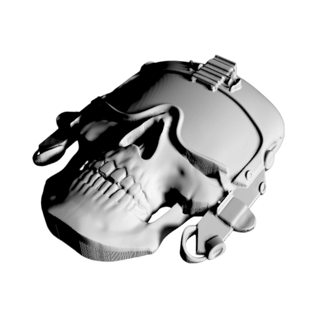 Aviation Helmet Skull detail view, ready for 3D printing and CNC routing