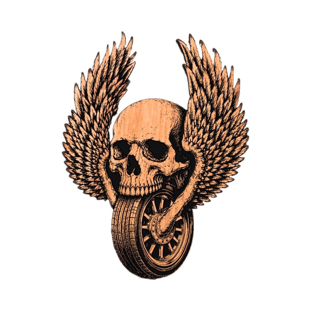Motorcycle Skull Wings design preview, skulls & skeletons