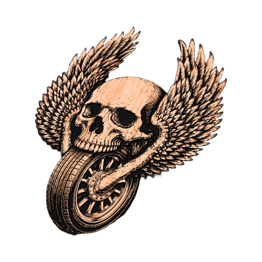 Motorcycle Skull Wings detail view, ready for digital crafting