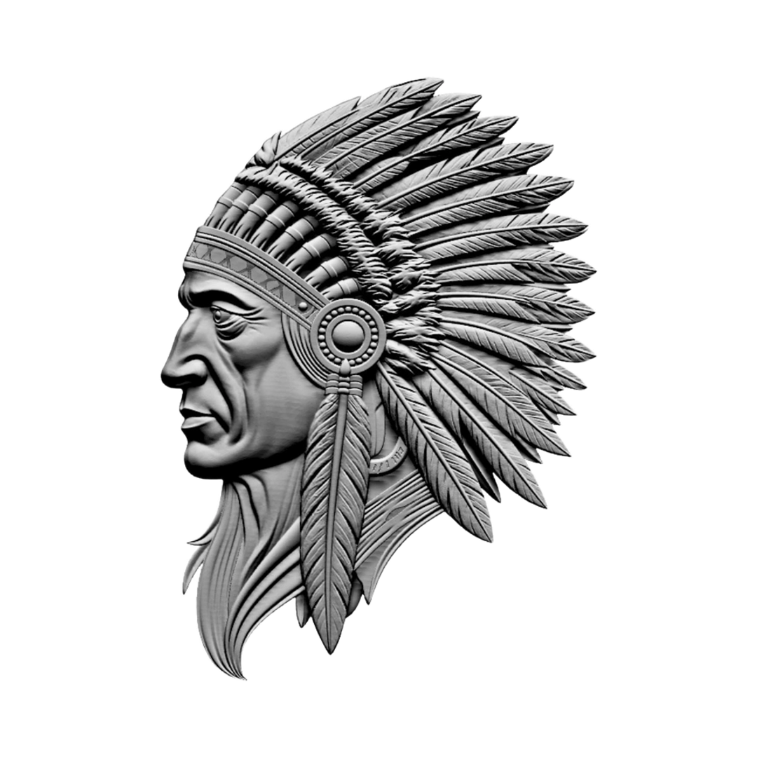 Native American Chief STL file for digital crafting, LightBurn and Vectric ready