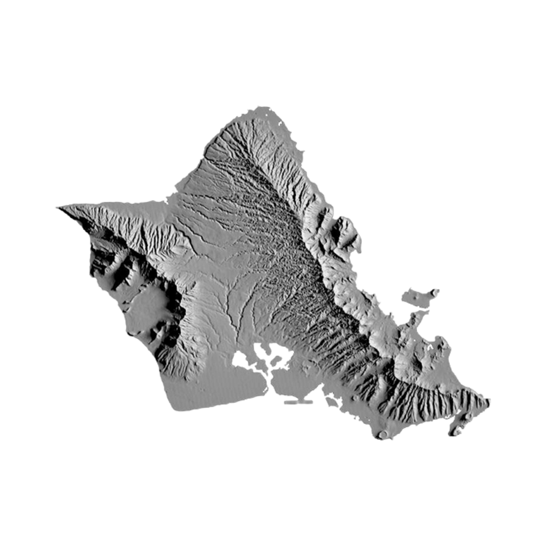 Oahu Hawaii 3D STL file for 3D printing and CNC routing, LightBurn and Vectric ready