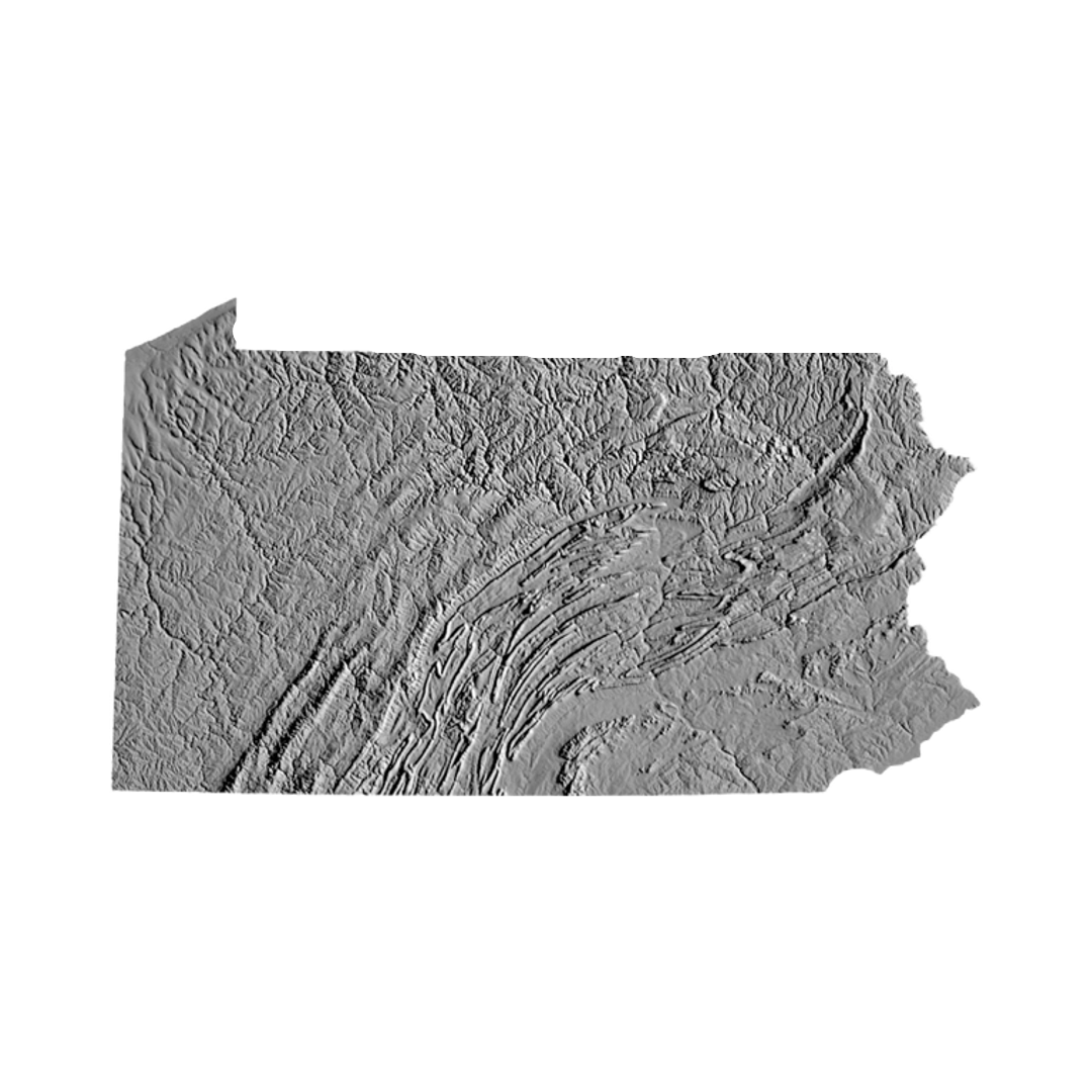 PennsylvaniaTerrain STL file for 3D printing and CNC routing, LightBurn and Vectric ready