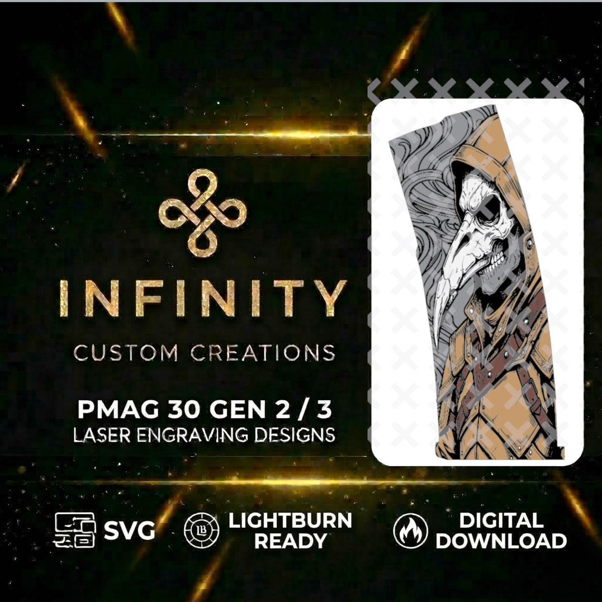 Plague Doctor MAG Engraving File SVG file for digital crafting, LightBurn and Vectric ready