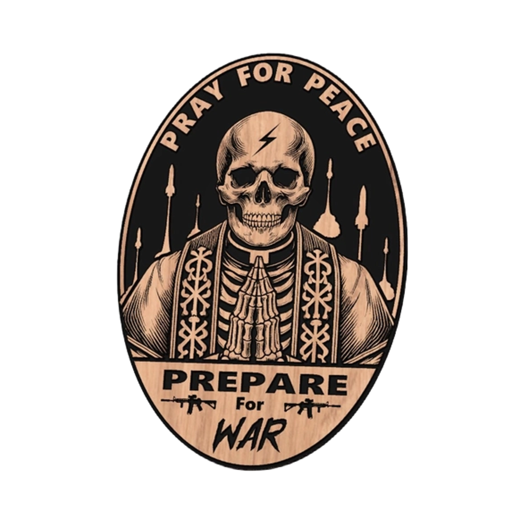 Pray for Peace Prepare for War design preview, skulls & skeletons