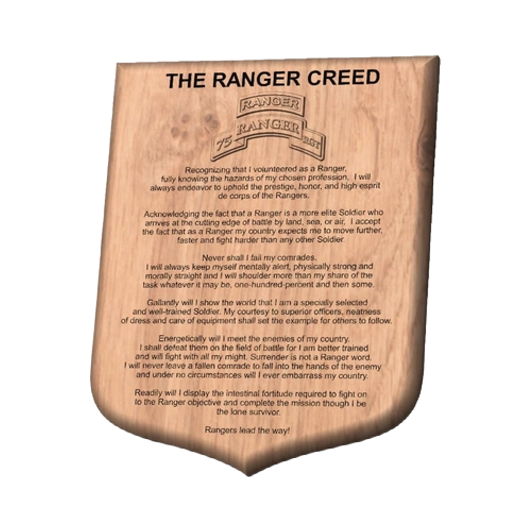 Ranger Creed Plaque design preview, army
