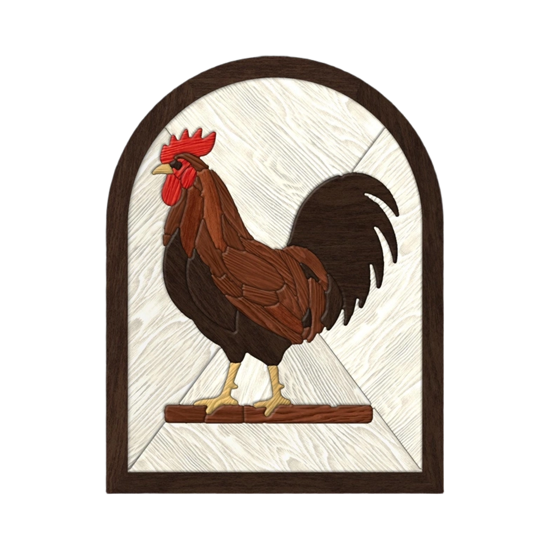 Barnyard Rooster Intarsia SVG file for digital crafting, LightBurn and Vectric ready