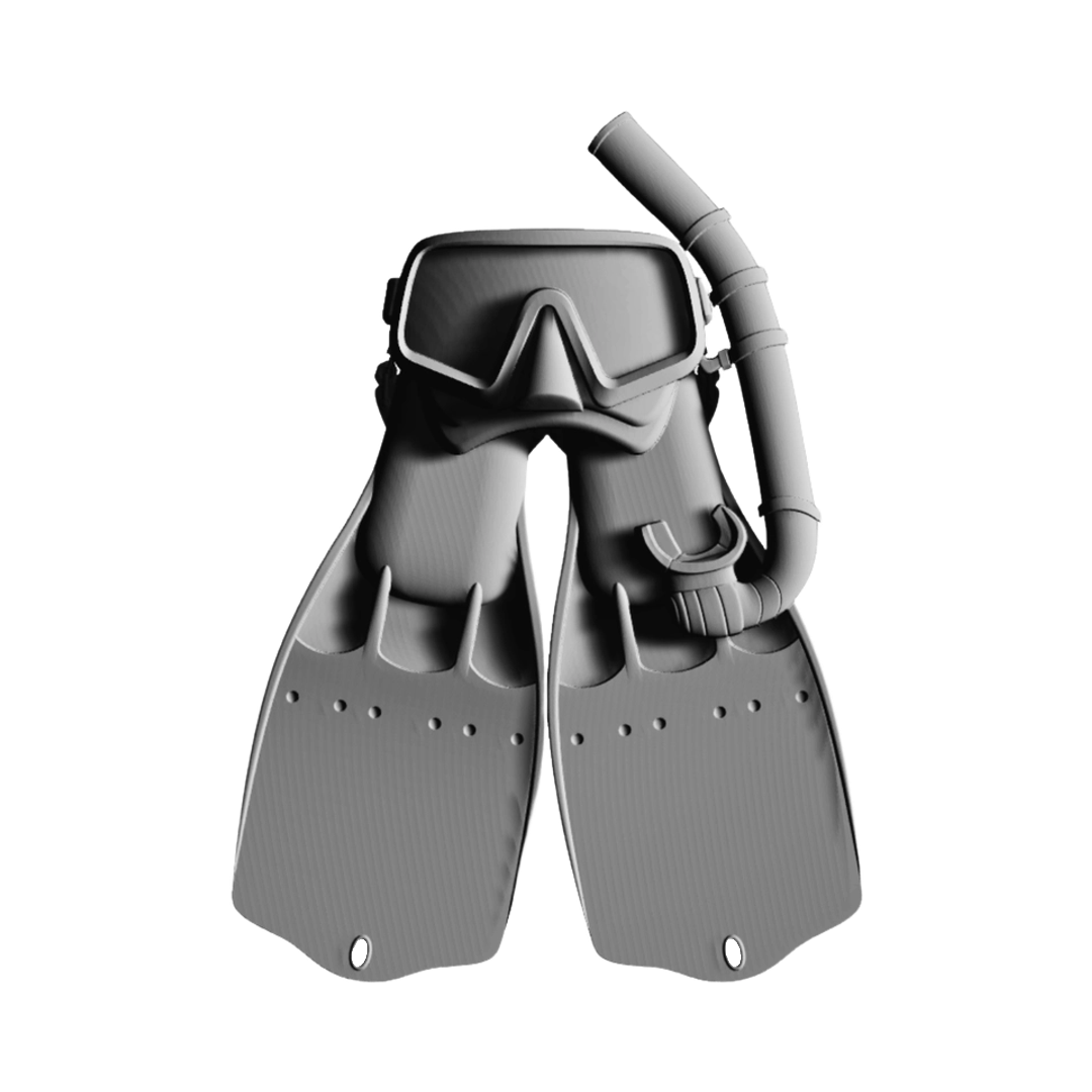 Scuba Mask and Fins STL file for digital crafting, LightBurn and Vectric ready