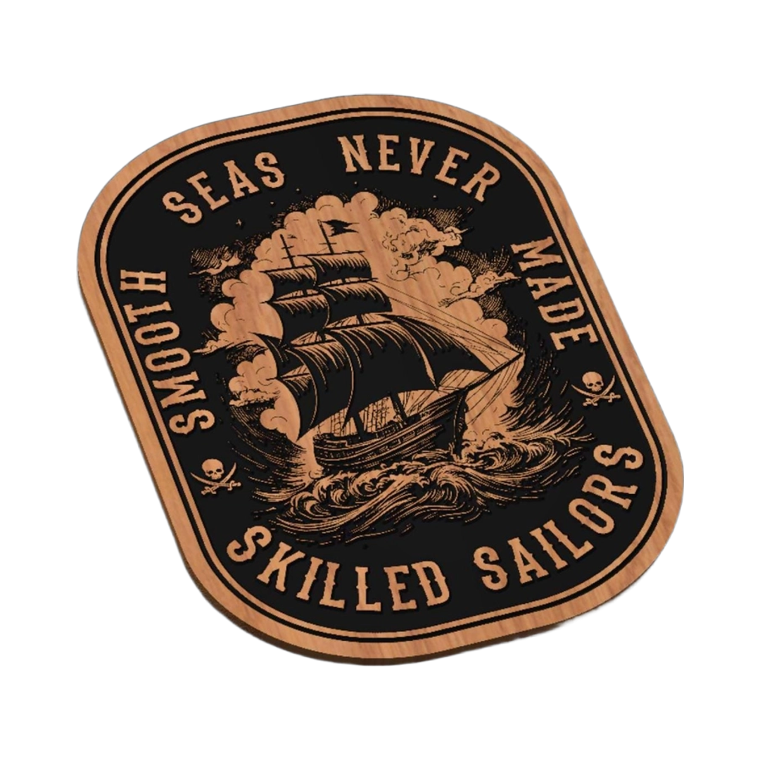 Smooth Seas Skill Sailors SVG file for laser cutting and CNC routing, LightBurn and Vectric ready